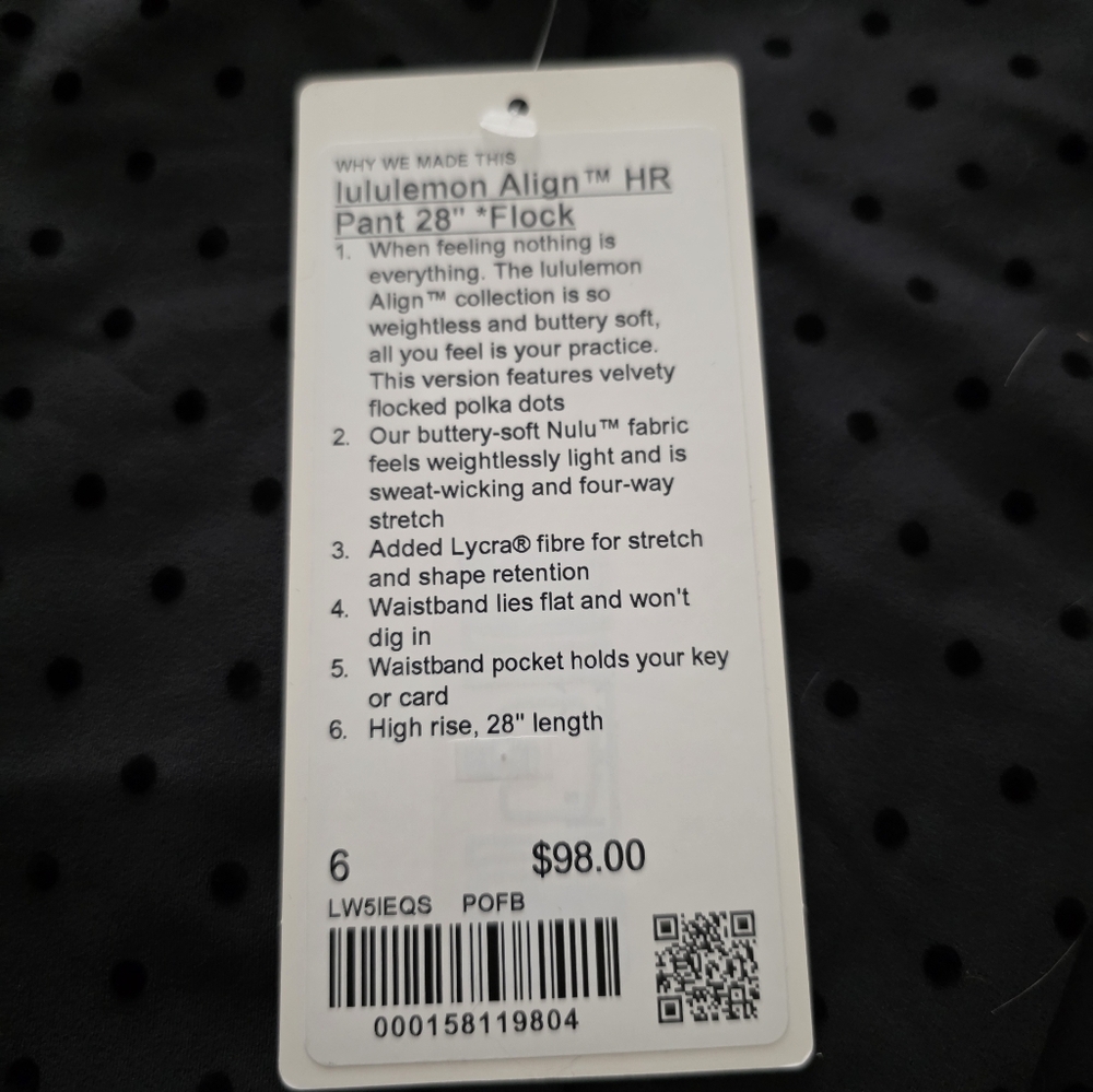 NWT Lululemon POLKA FLOCK Align Leggings Size 6 Polka Dot 28" Inseam - Picture 2 of 3